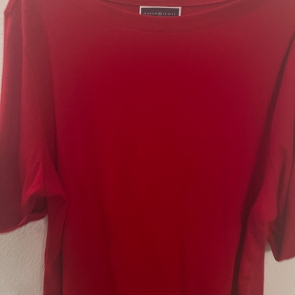 Karen Scott Red Short Sleeve Cotton Top | Size 4X - Picture 8 of 11